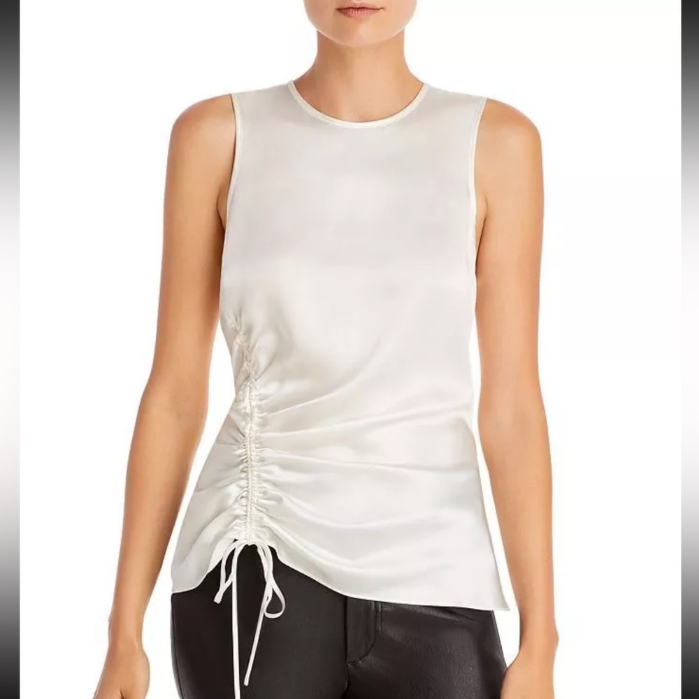 NWT Cinq à Sept Alexia Ruched Silk Top